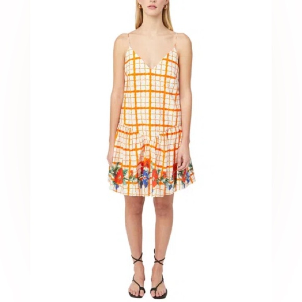 RHODE‎ Nelly mini dress Orange Cream Tank Strap Floral Size 6